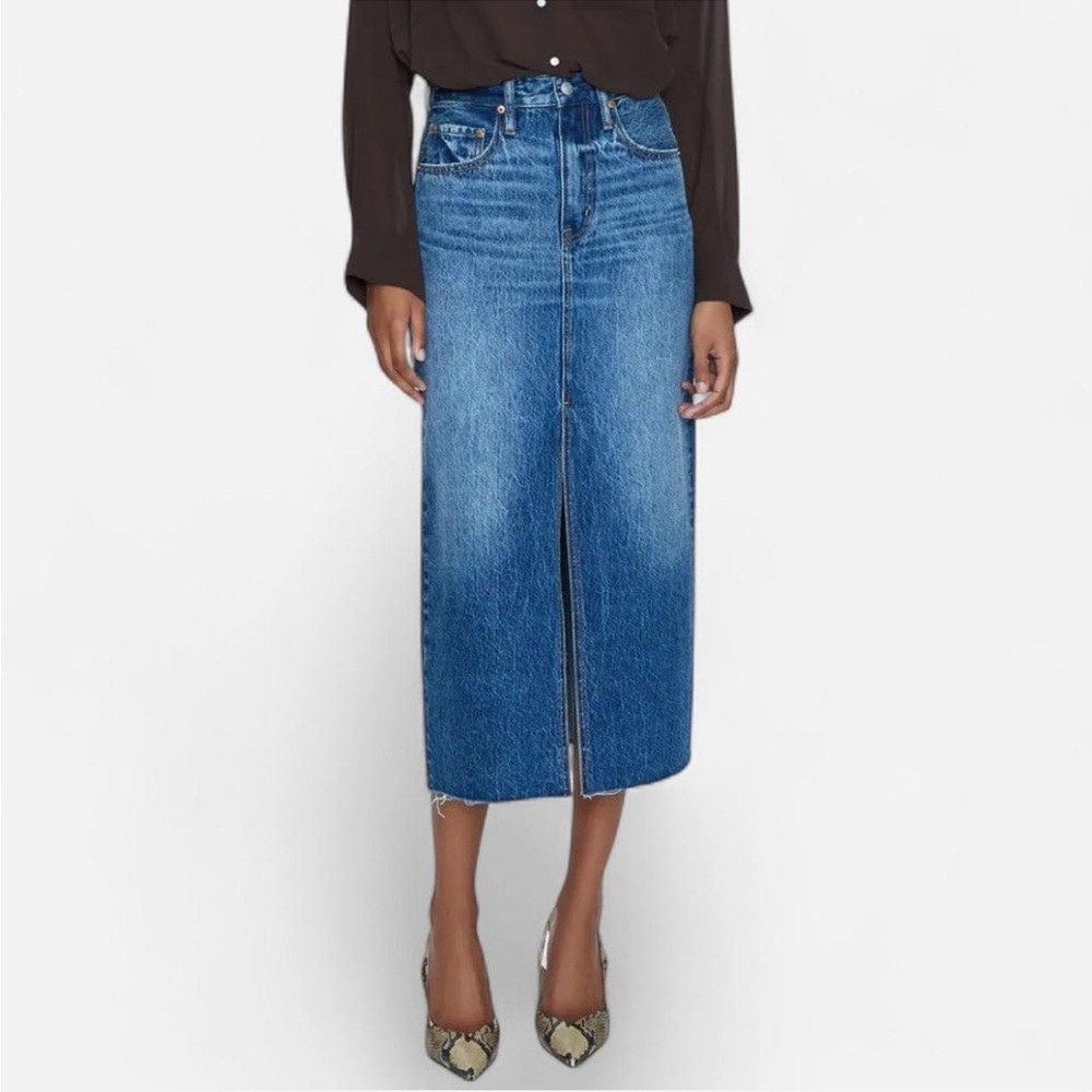 Pistola Alice Midi Denim Jean Skirt Medium Wash AGOLDE Inspo 29